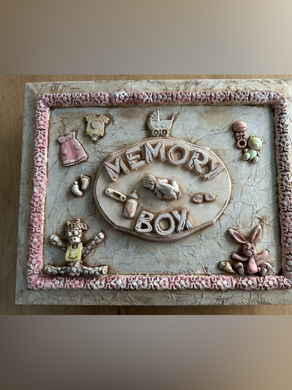 Memory Box Wall Art - Pink and Cream Decorative Plaque